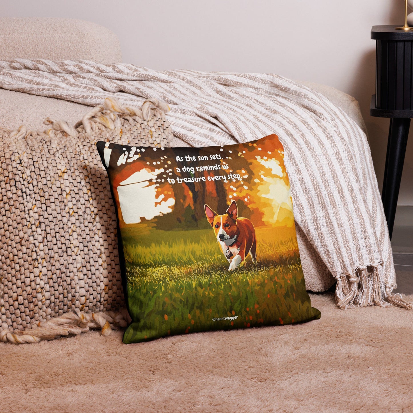Pillow Case - As the sun sets, a dog reminds us to treasure every step