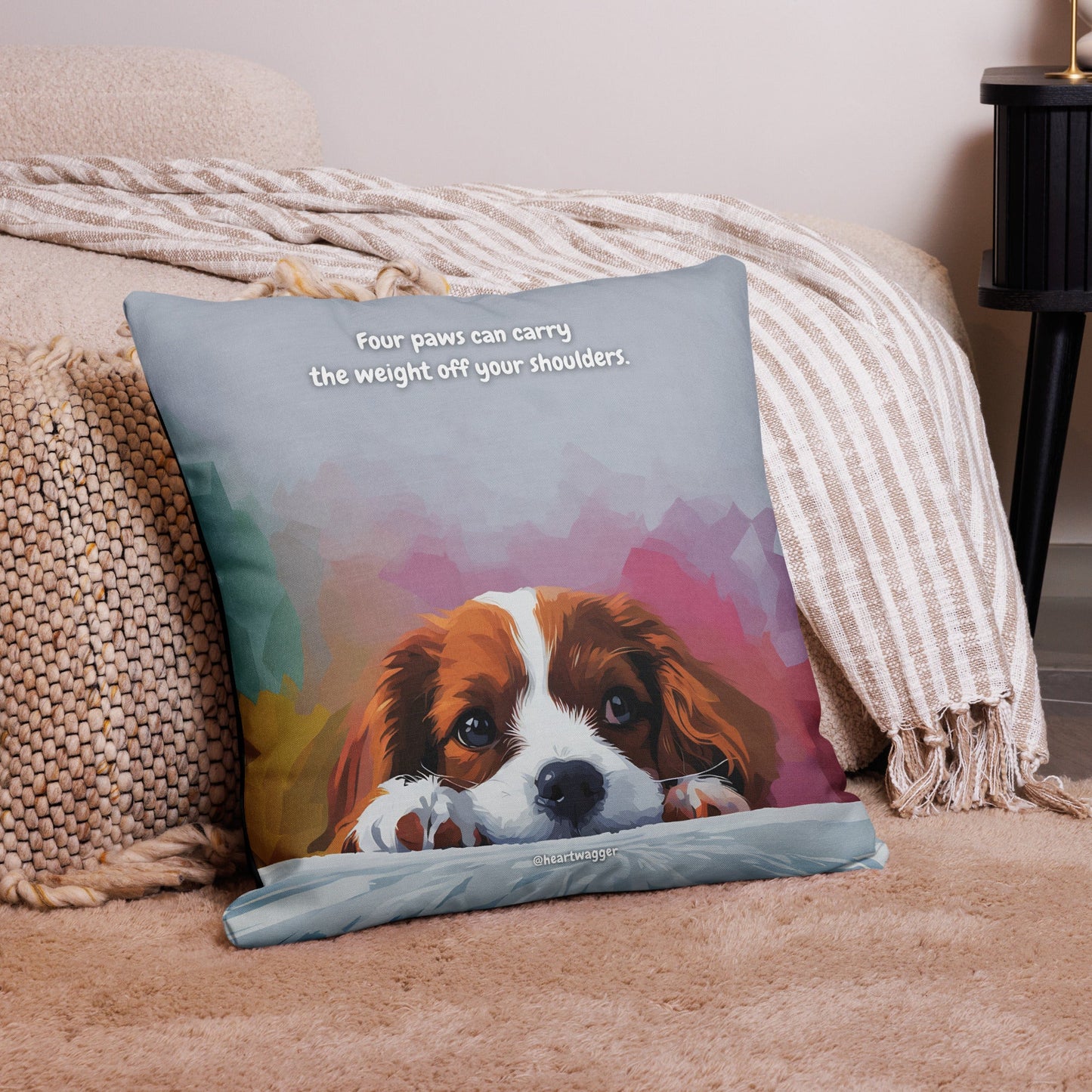 Pillow Case - Four paws can carry the weight off your shoulders 22″×22″