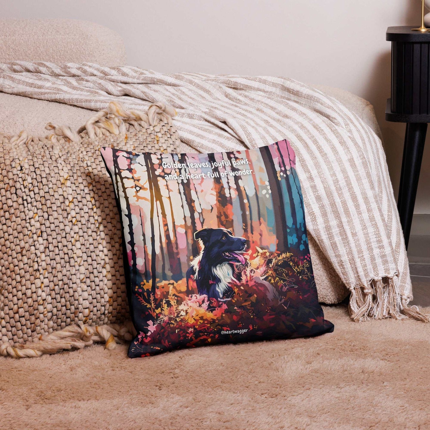 Pillow Case - Golden leaves, joyful paws, and a heart full of wonder 18″×18″