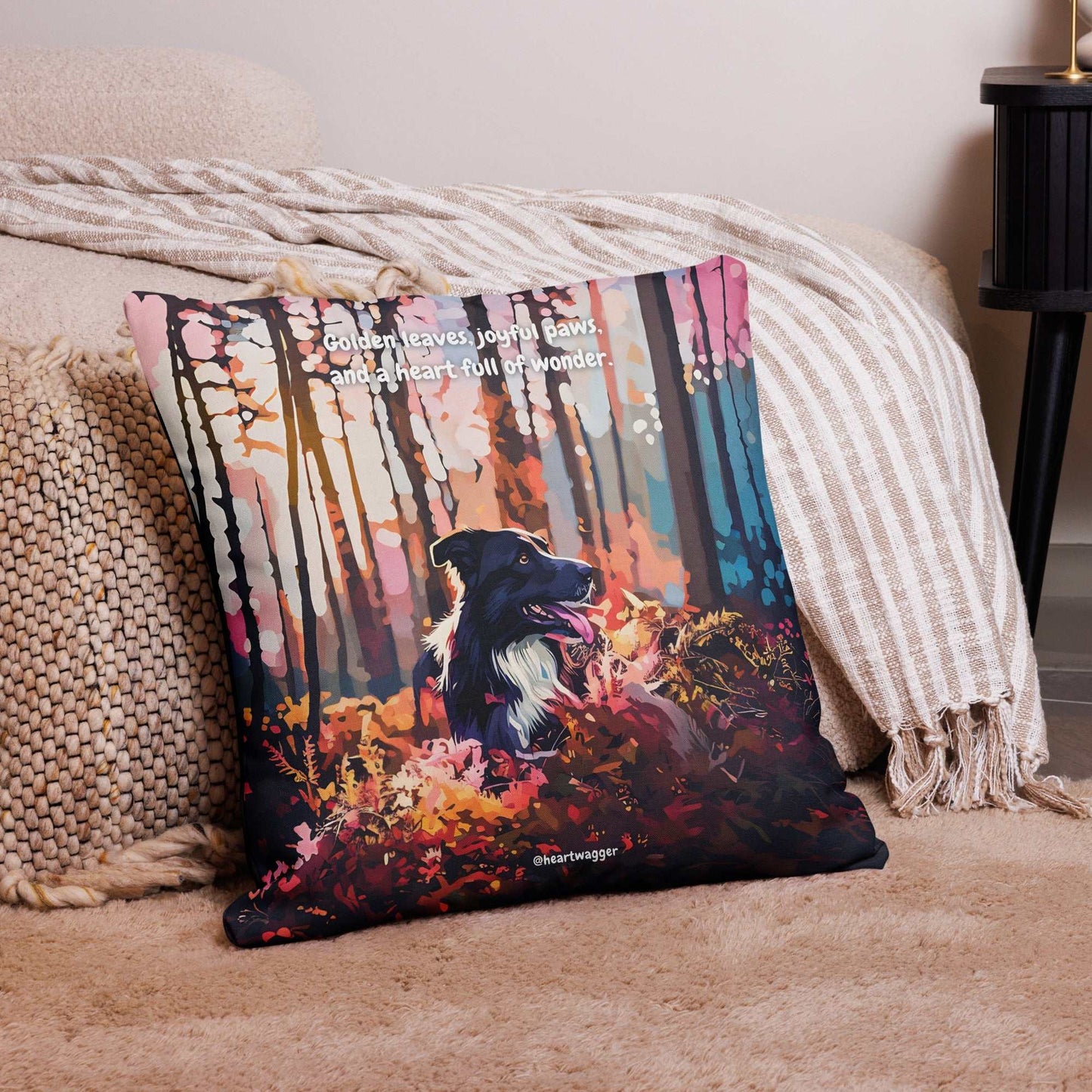 Pillow Case - Golden leaves, joyful paws, and a heart full of wonder 22″×22″