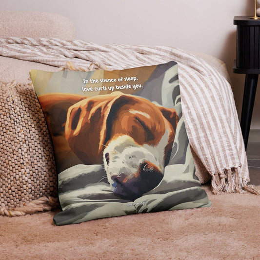 Pillow Case - In the silence of sleep, love curls up beside you 22″×22″