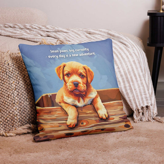Pillow Case - Small paws, big curiosity - every day is a new adventure 22″×22″