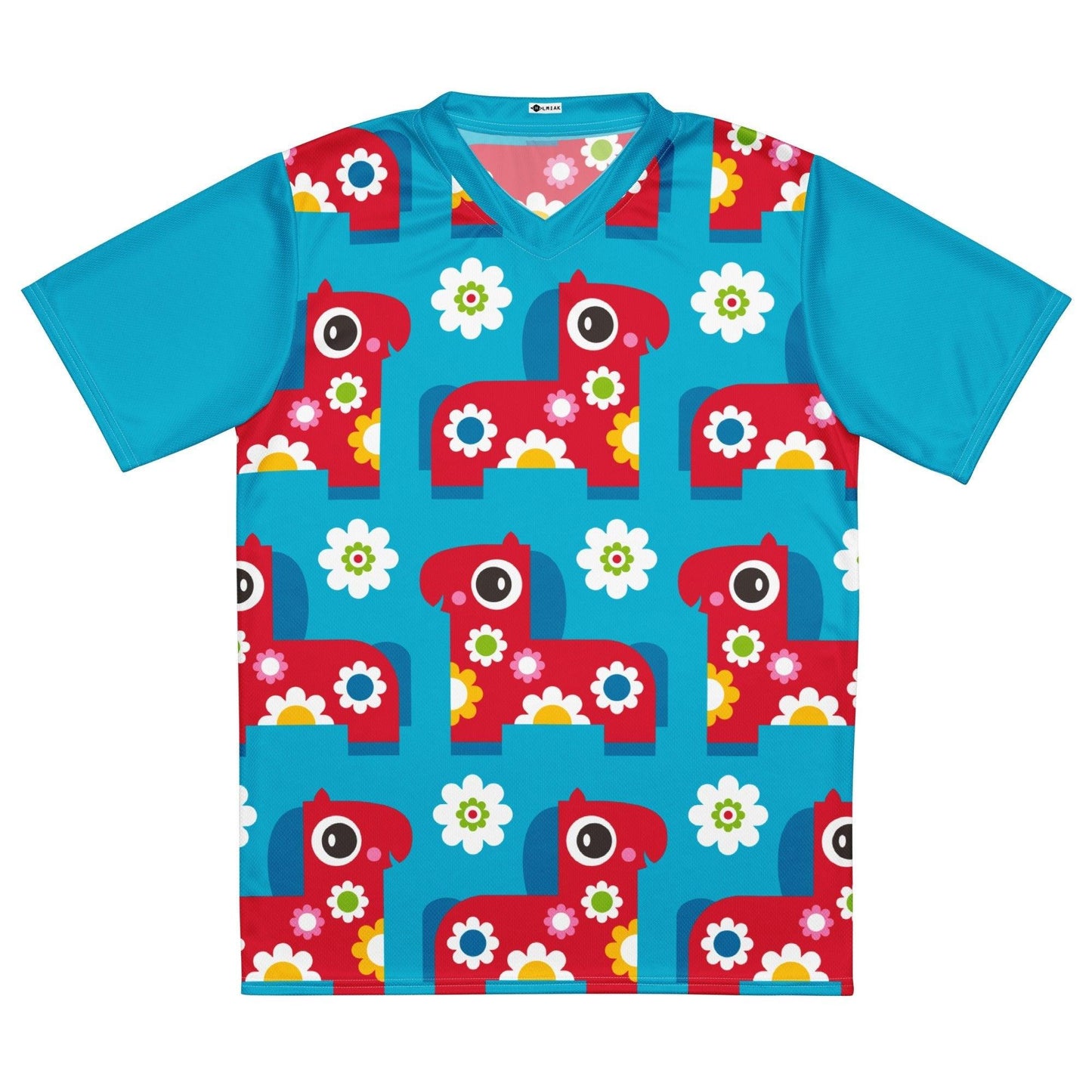 Sports Jersey - PONY BLOOM turquoise - Happy ponies and flowers print 6XL