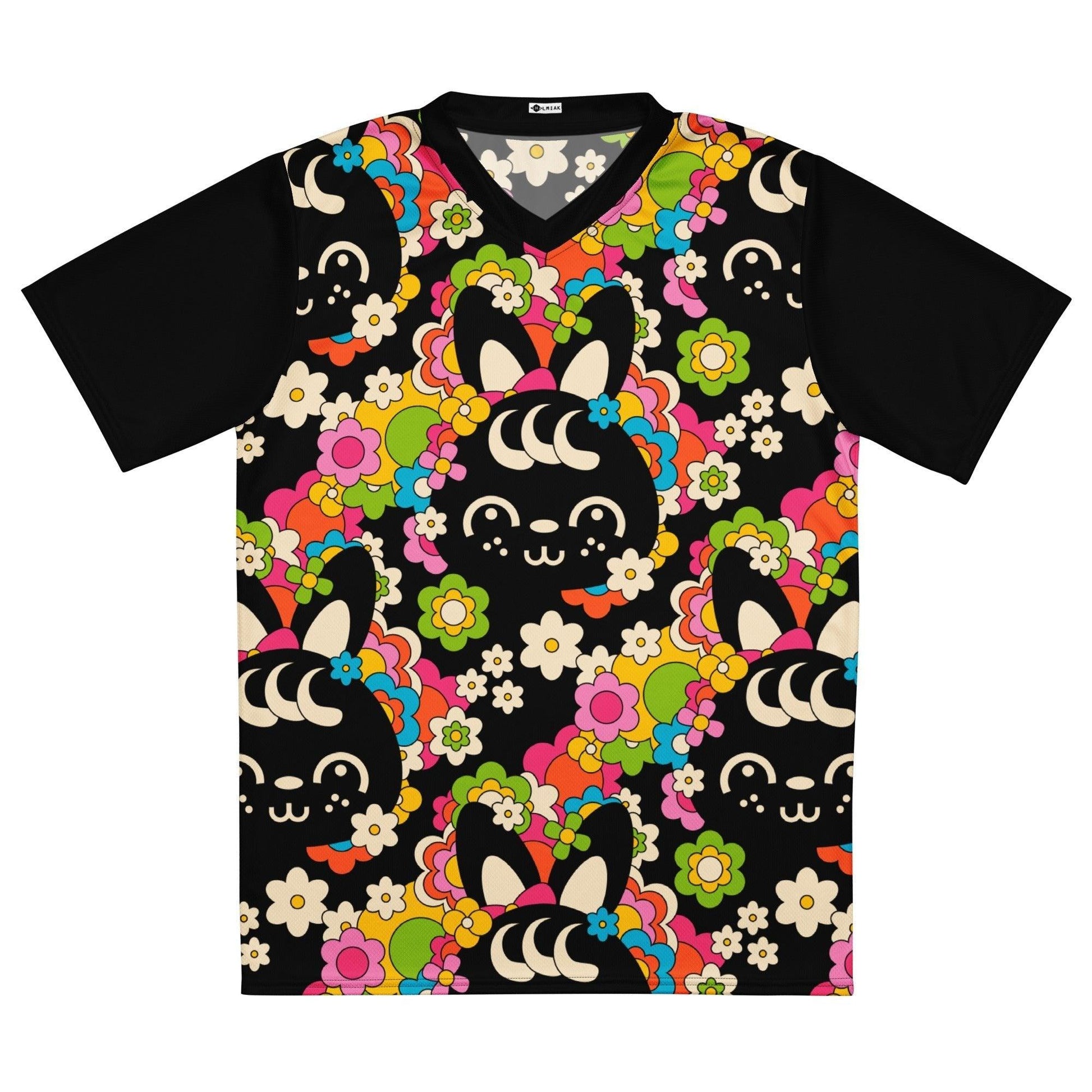 Sports Jersey - POPBUNNY black - Playful bunnies and flowers print 6XL