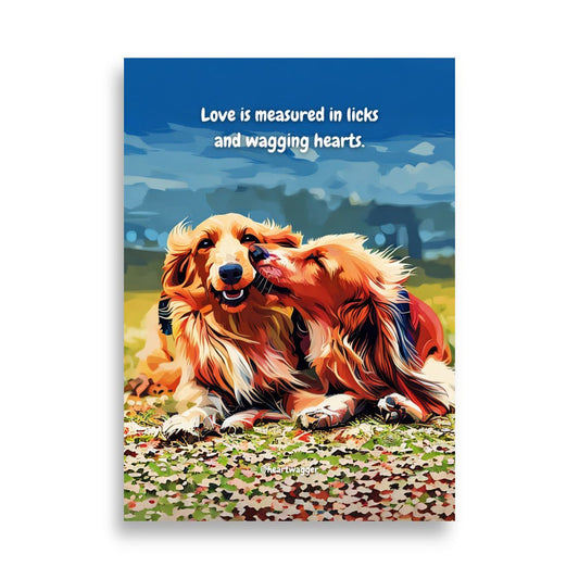 Poster - Love is measured in licks and wagging hearts 50×70 cm