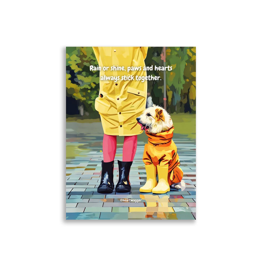 Poster - Rain or shine, paws and hearts always stick together 30×40 cm