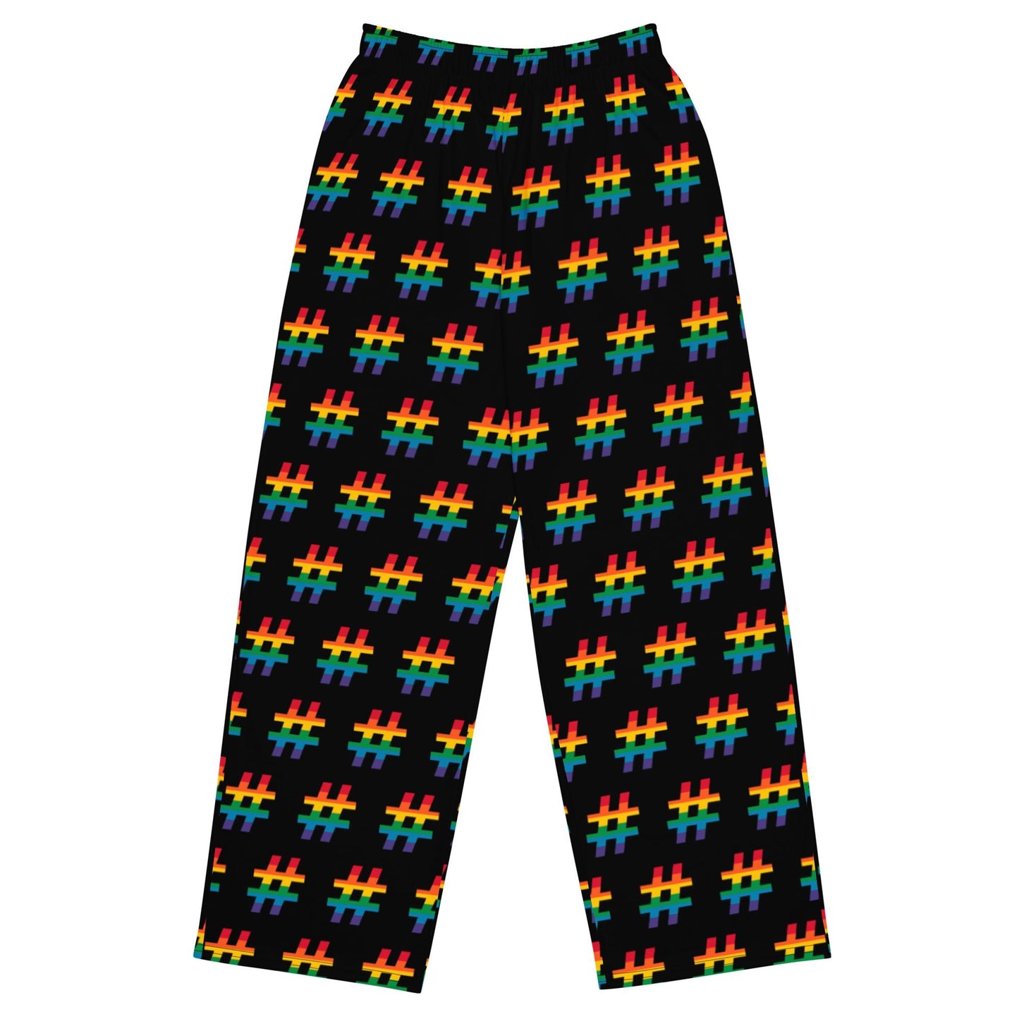 Pants - #RAINBOW black - Colorful Hashtag Print