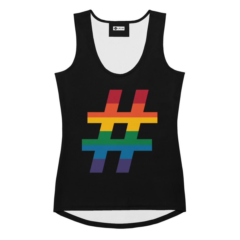 Tank Top - #RAINBOW black - Colorful Hashtag Print