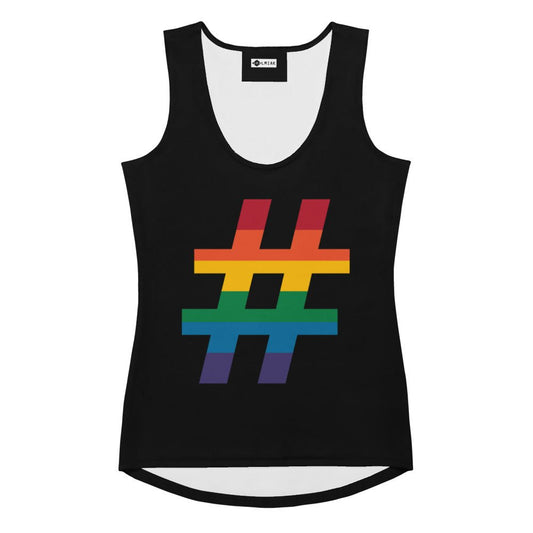 Tank Top - #RAINBOW black - Colorful Hashtag Print