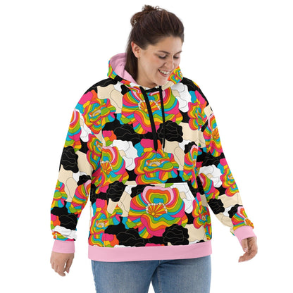 Hoodie - RAINBOW POPPY - Bold rainbow poppies print 6XL
