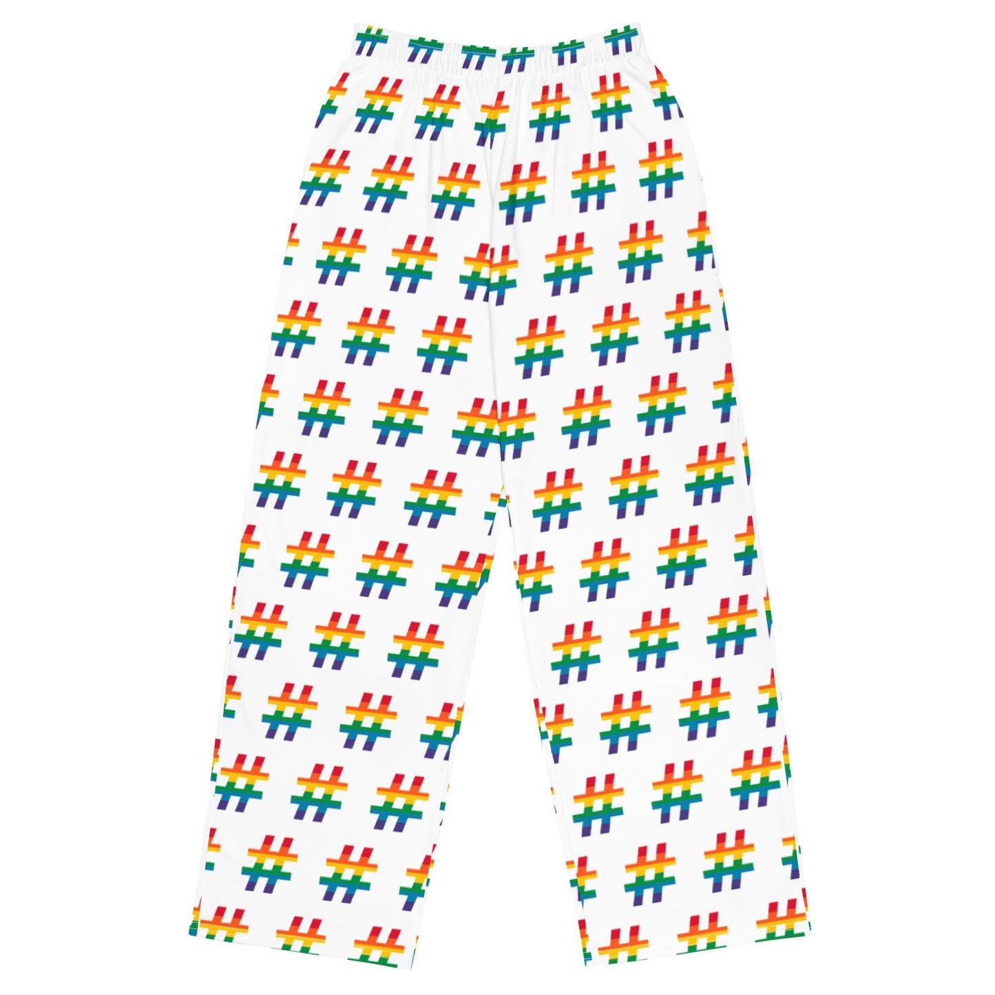 Pants - #RAINBOW white - Colorful Hashtag Print