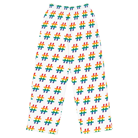 Pants - #RAINBOW white - Colorful Hashtag Print