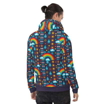 Hoodie - RAINBOWPHANT blue - Rainbows and elephants print
