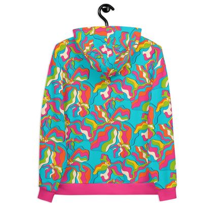 Hoodie - SASSY IRIS turquoise - Bold iris flower print