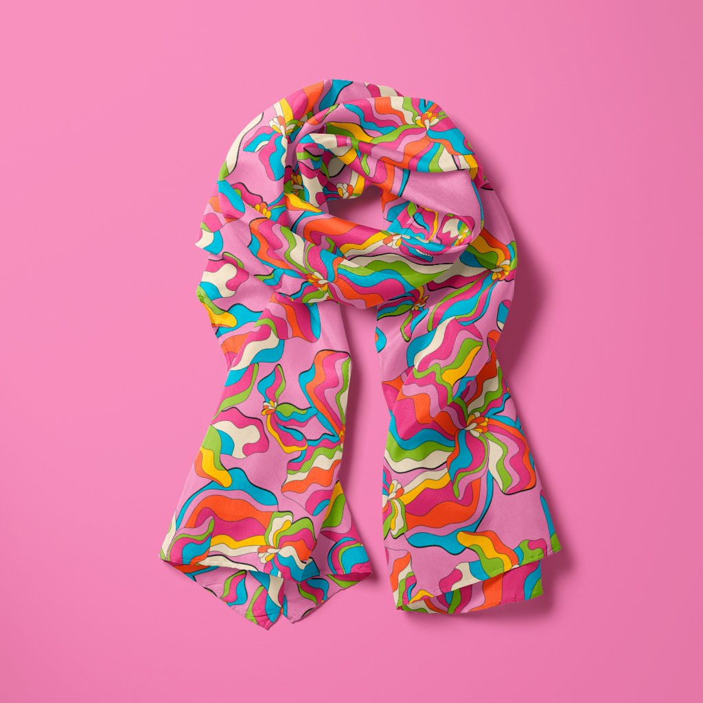 Scarf - SASSY IRIS pink - Bold iris flower print