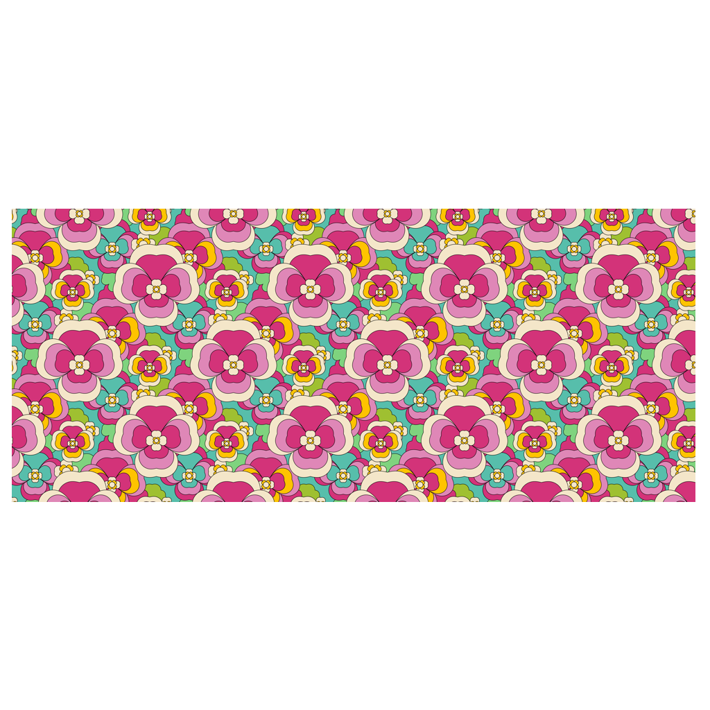 Scarf - PANSY FANTASY pastel - Retro pansy print