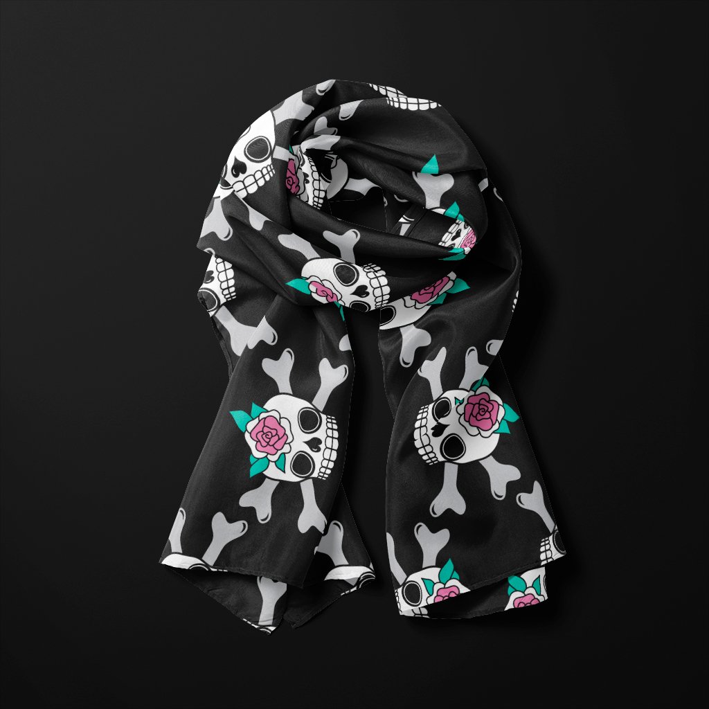 Scarf - SKULLROSE black - Skulls and roses print
