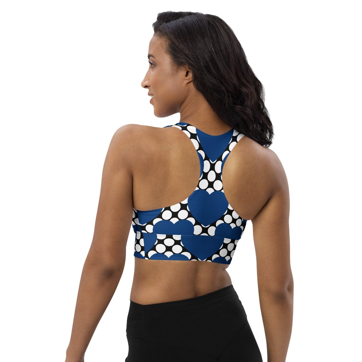 Sports Bra - ELLIE LOVE DOT blue black - Bold Heart Print