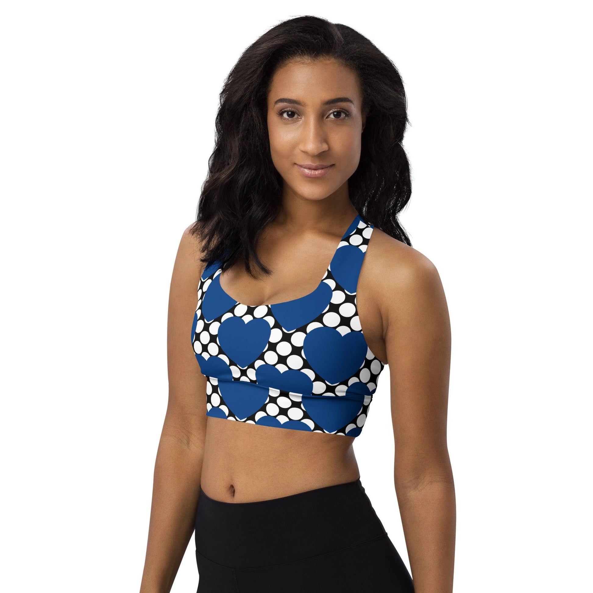 Sports Bra - ELLIE LOVE DOT blue black - Bold Heart Print