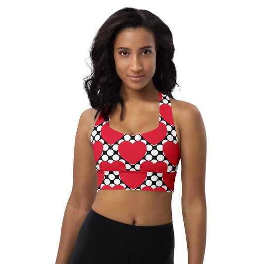 Sports Bra - ELLIE LOVE DOT red black - Bold Heart Print