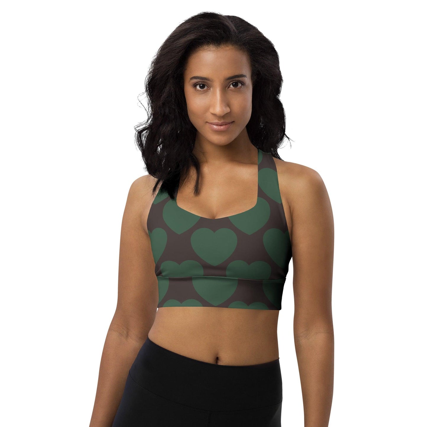 Sports Bra - ELLIE LOVE forest - Bold Heart Print