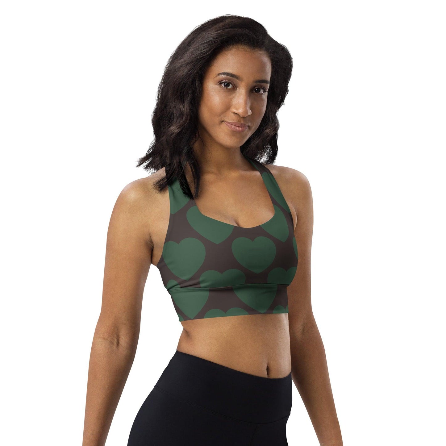 Sports Bra - ELLIE LOVE forest - Bold Heart Print