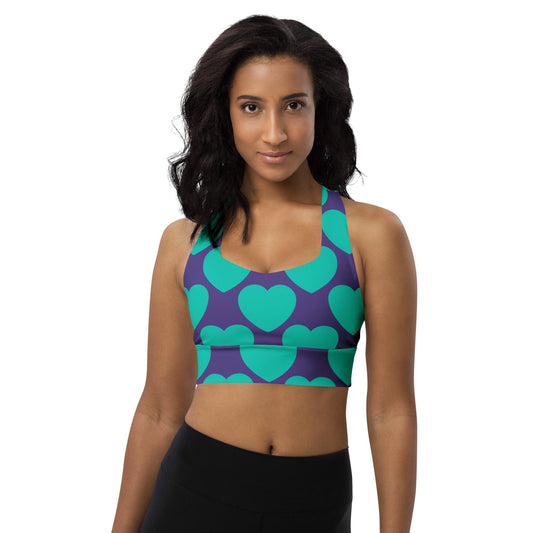 Sports Bra - ELLIE LOVE mint purple - Bold Heart Print