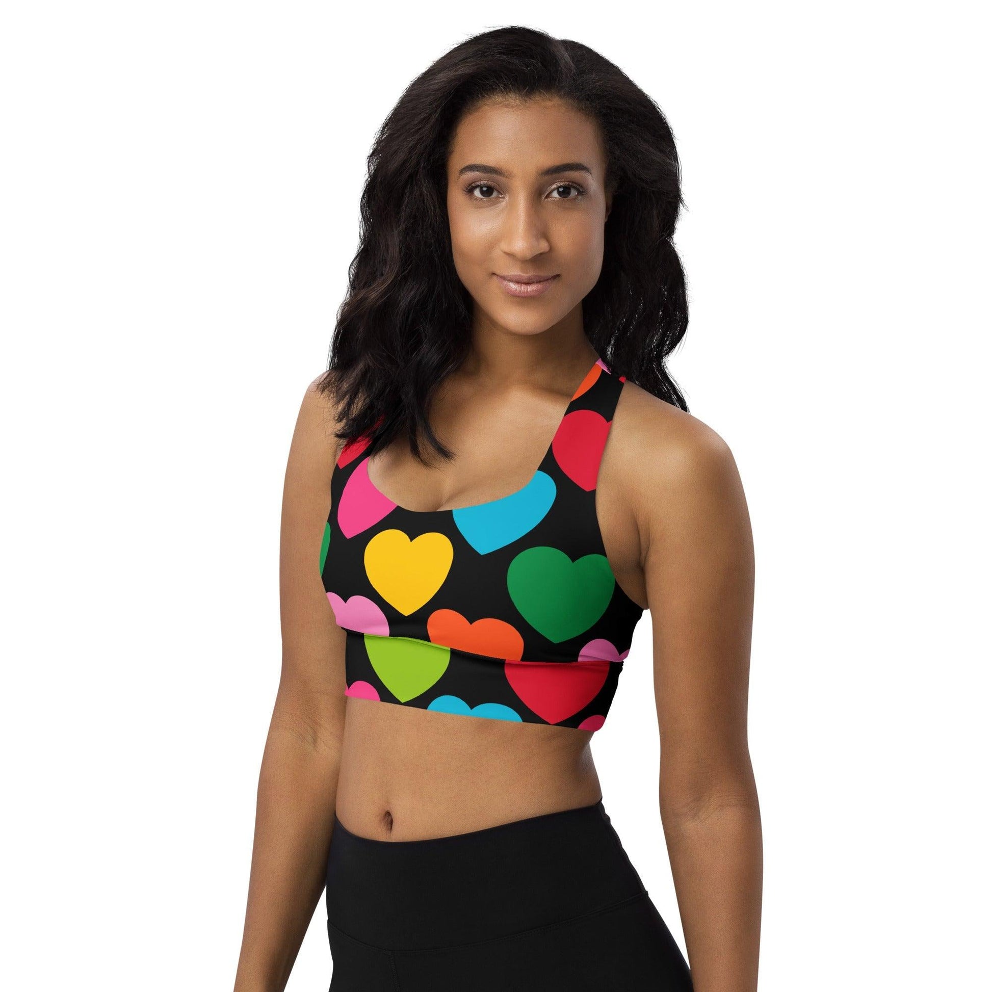 Sports Bra - ELLIE LOVE mix black - Bold Heart Print