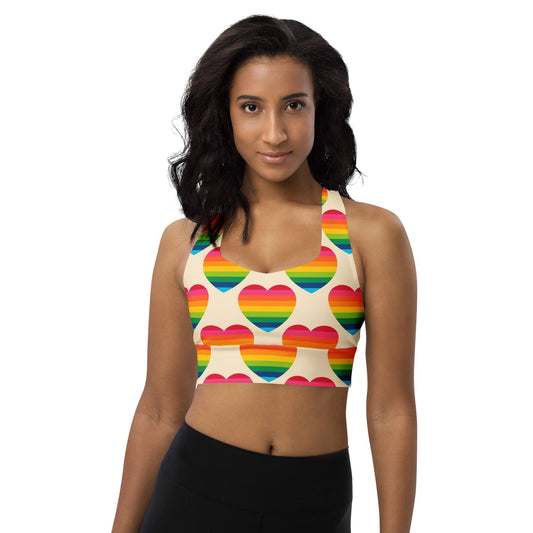 Sports Bra - ELLIE LOVE rainbow - Bold Heart Print