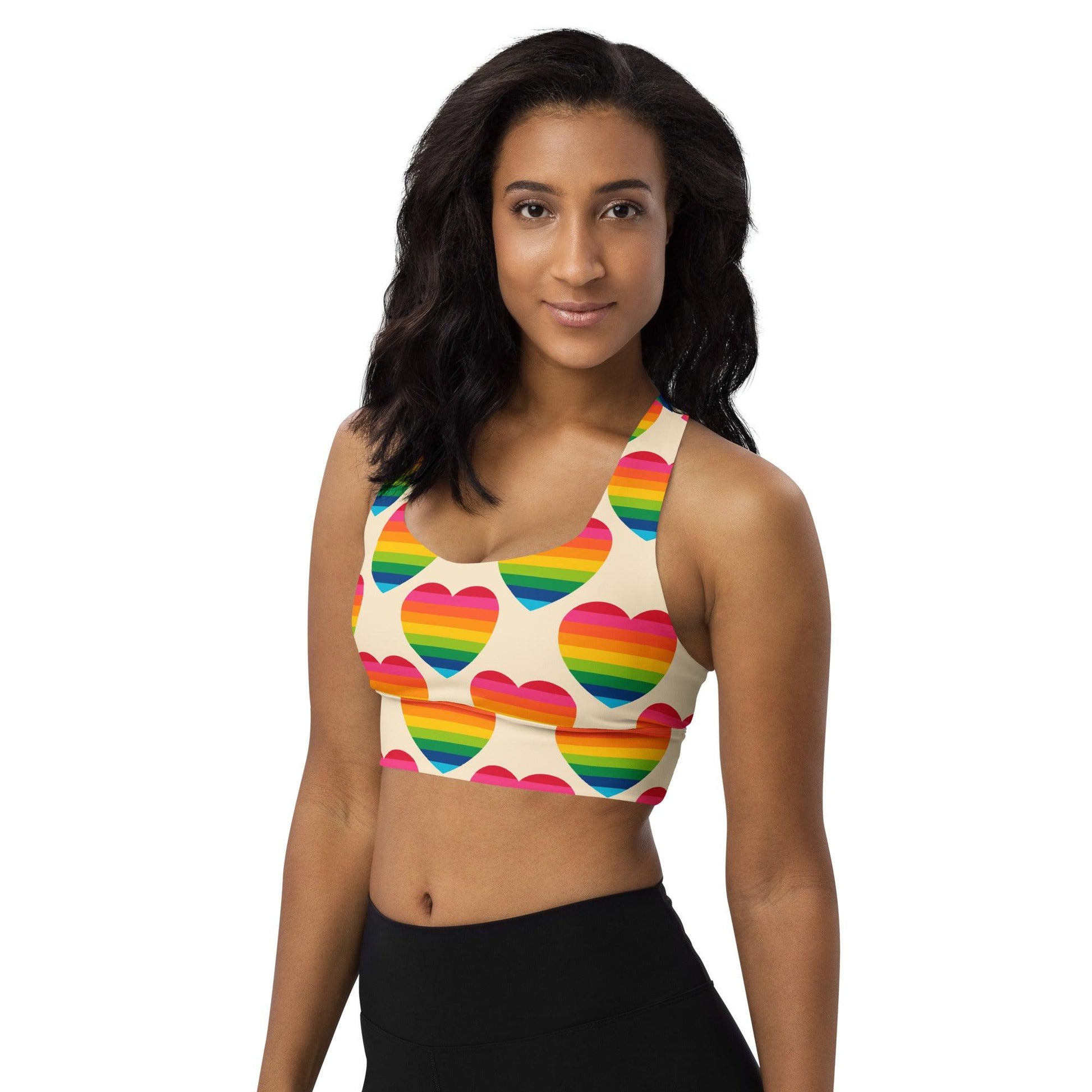 Sports Bra - ELLIE LOVE rainbow - Bold Heart Print