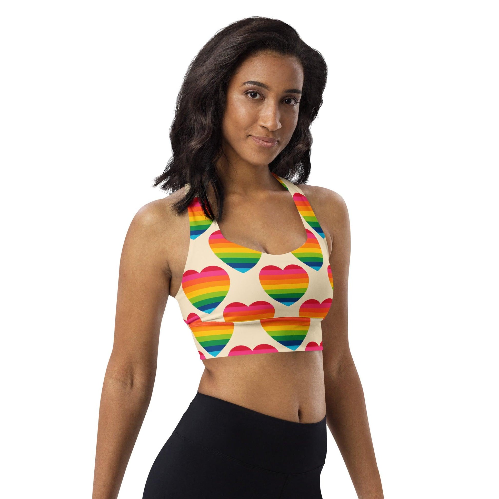 Sports Bra - ELLIE LOVE rainbow - Bold Heart Print