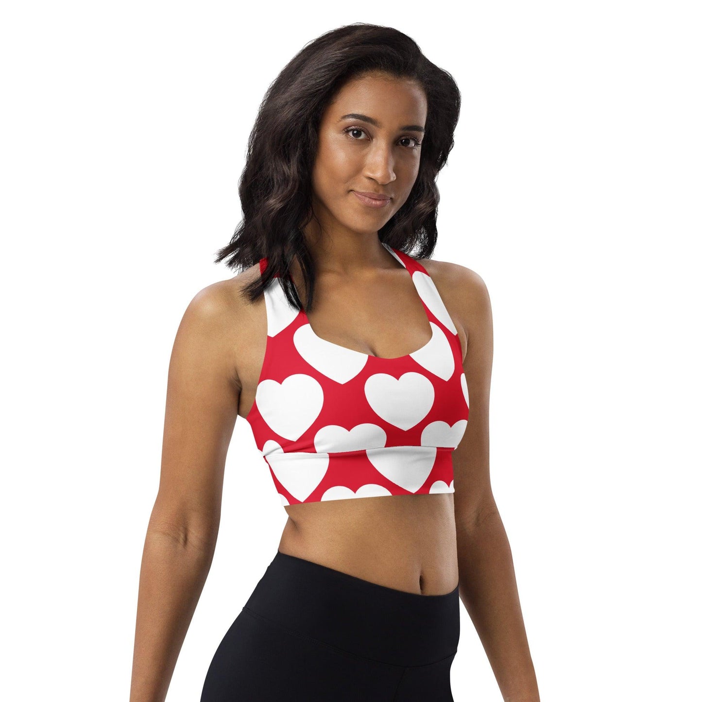 Sports Bra - ELLIE LOVE red white - Bold Heart Print