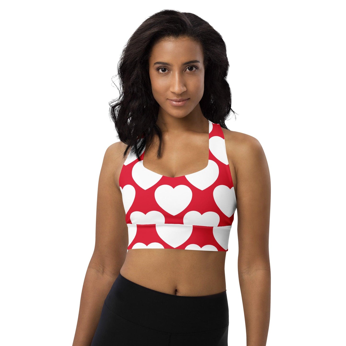 Sports Bra - ELLIE LOVE red white - Bold Heart Print