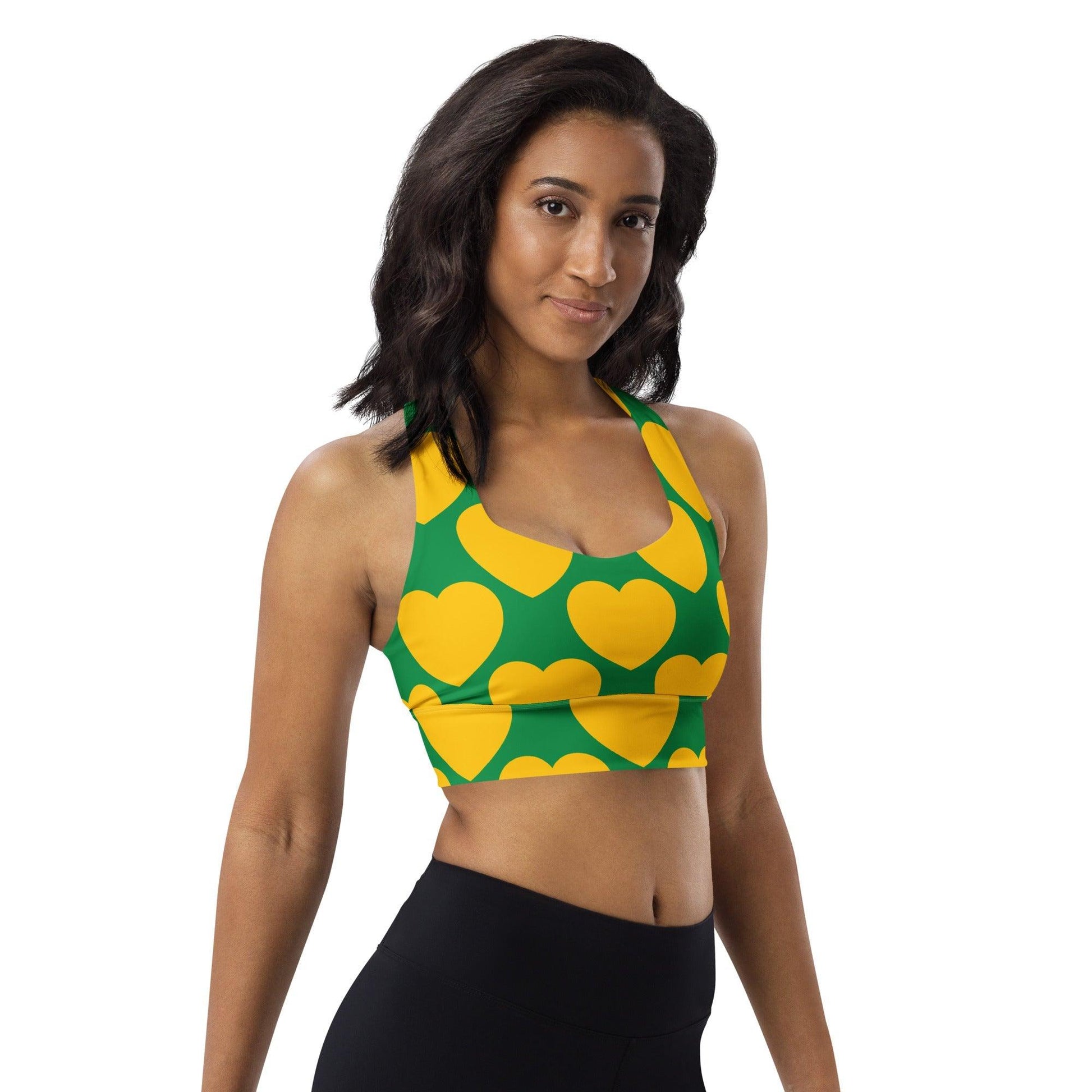 Sports Bra - ELLIE LOVE yellow green - Bold Heart Print