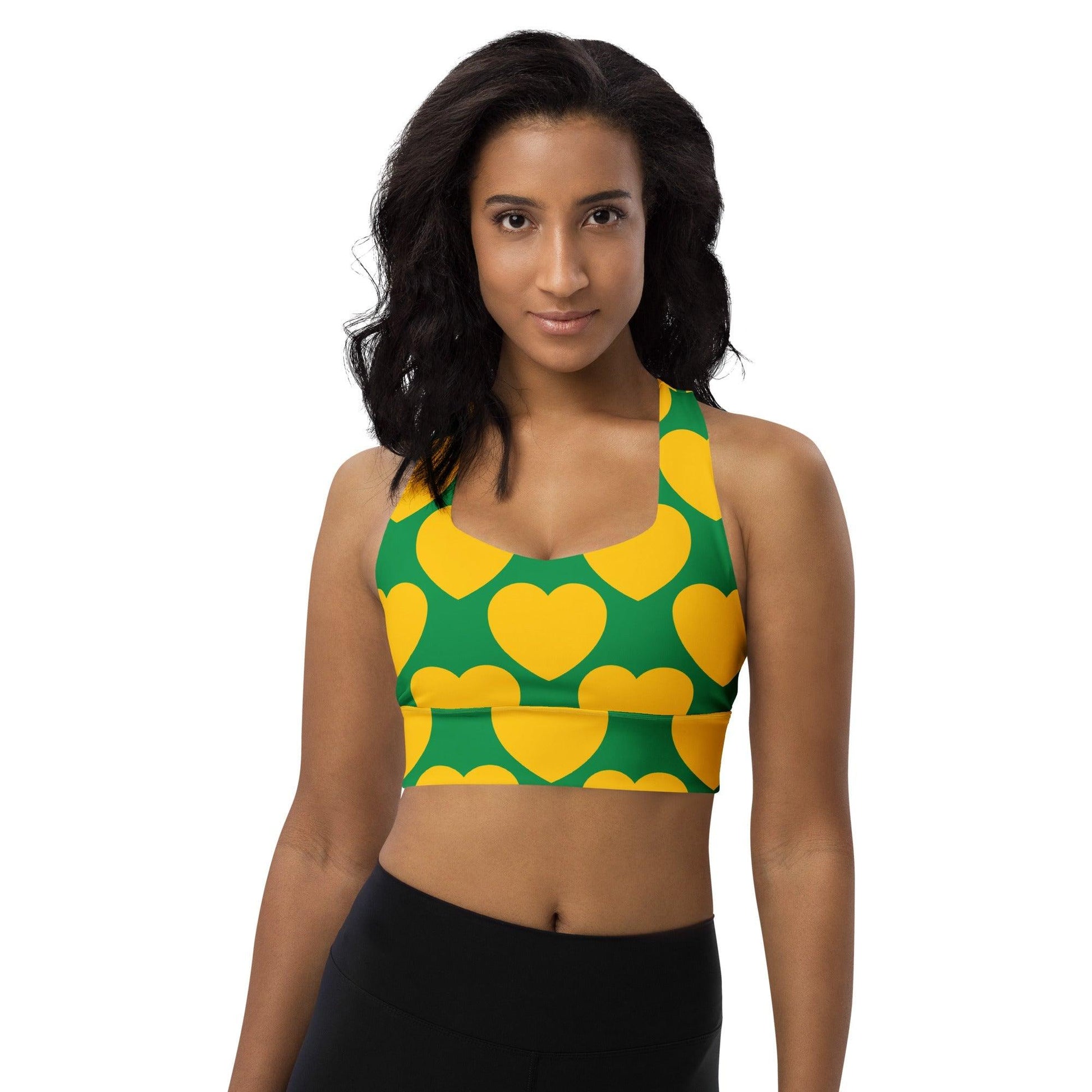 Sports Bra - ELLIE LOVE yellow green - Bold Heart Print