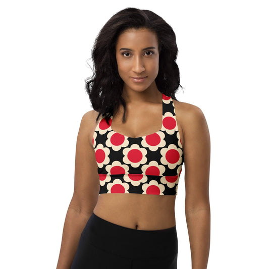 Sports Bra - ELLIE red black - Classic Flower Print
