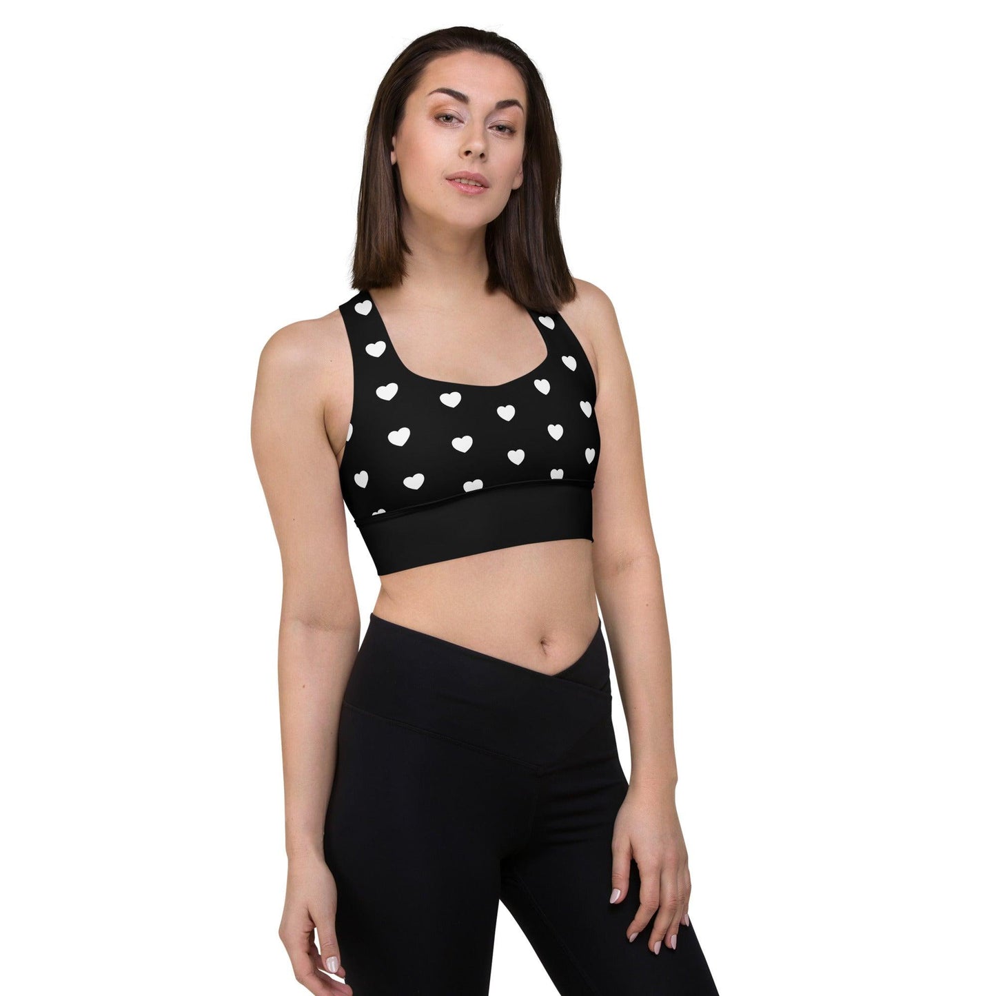 Sports bra - SMALL HEARTS bw - Small hearts print