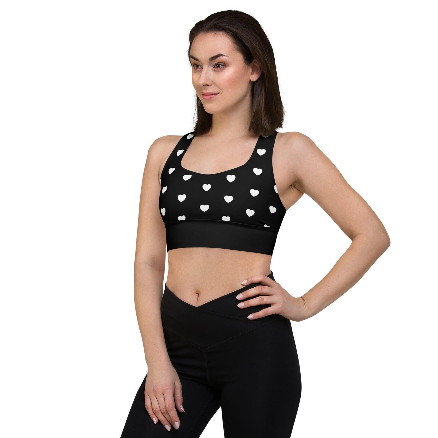 Sports bra - SMALL HEARTS bw - Small hearts print