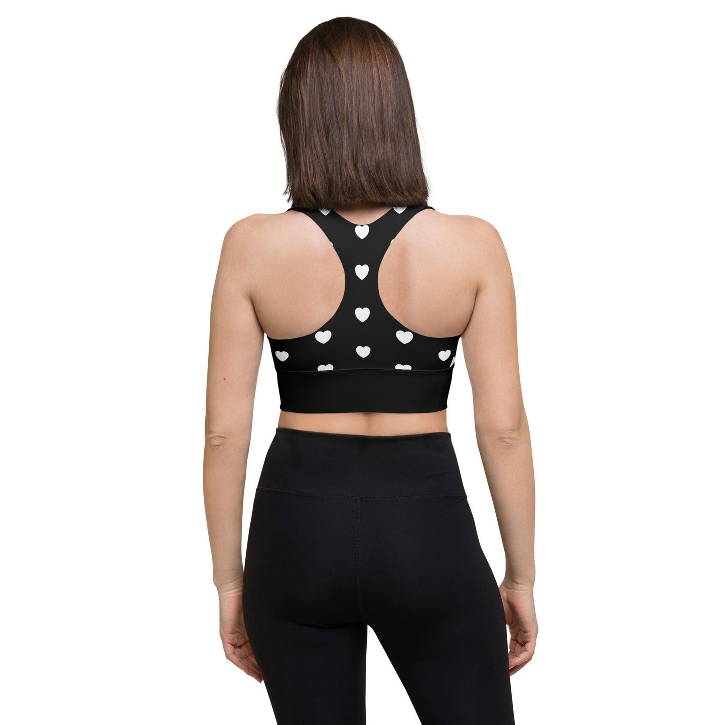 Sports bra - SMALL HEARTS bw - Small hearts print