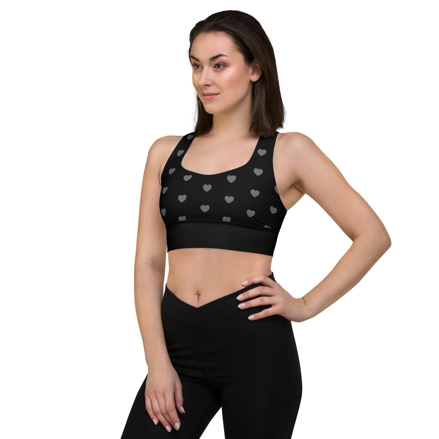 Sports bra - SMALL HEARTS grey - Small hearts print