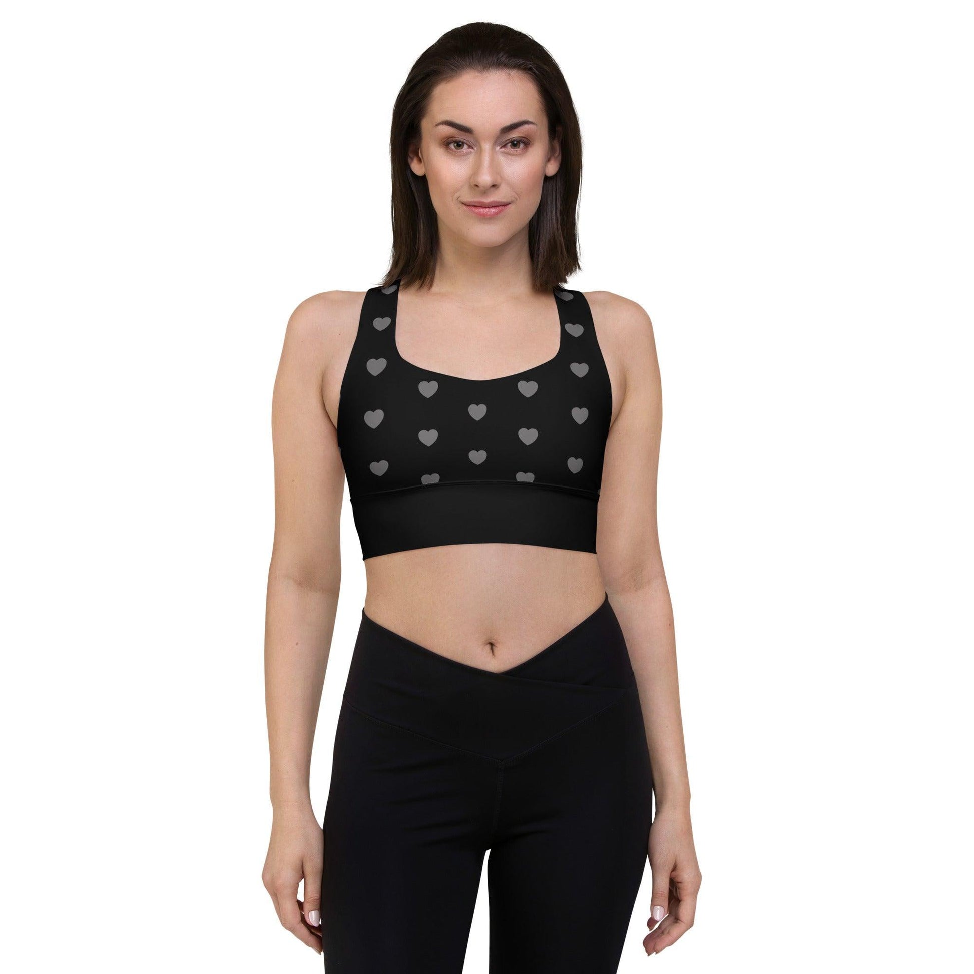 Sports bra - SMALL HEARTS grey - Small hearts print 3XL