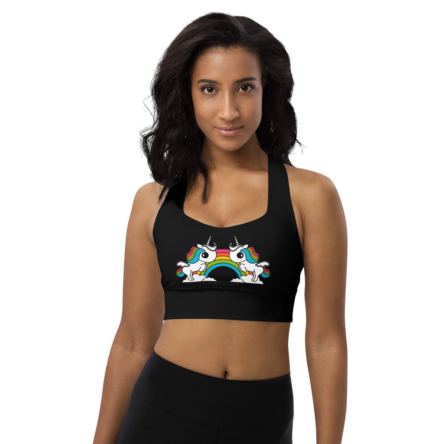 Sports Bra - UNIQUE (just unicorns) black - Unicorns and rainbows