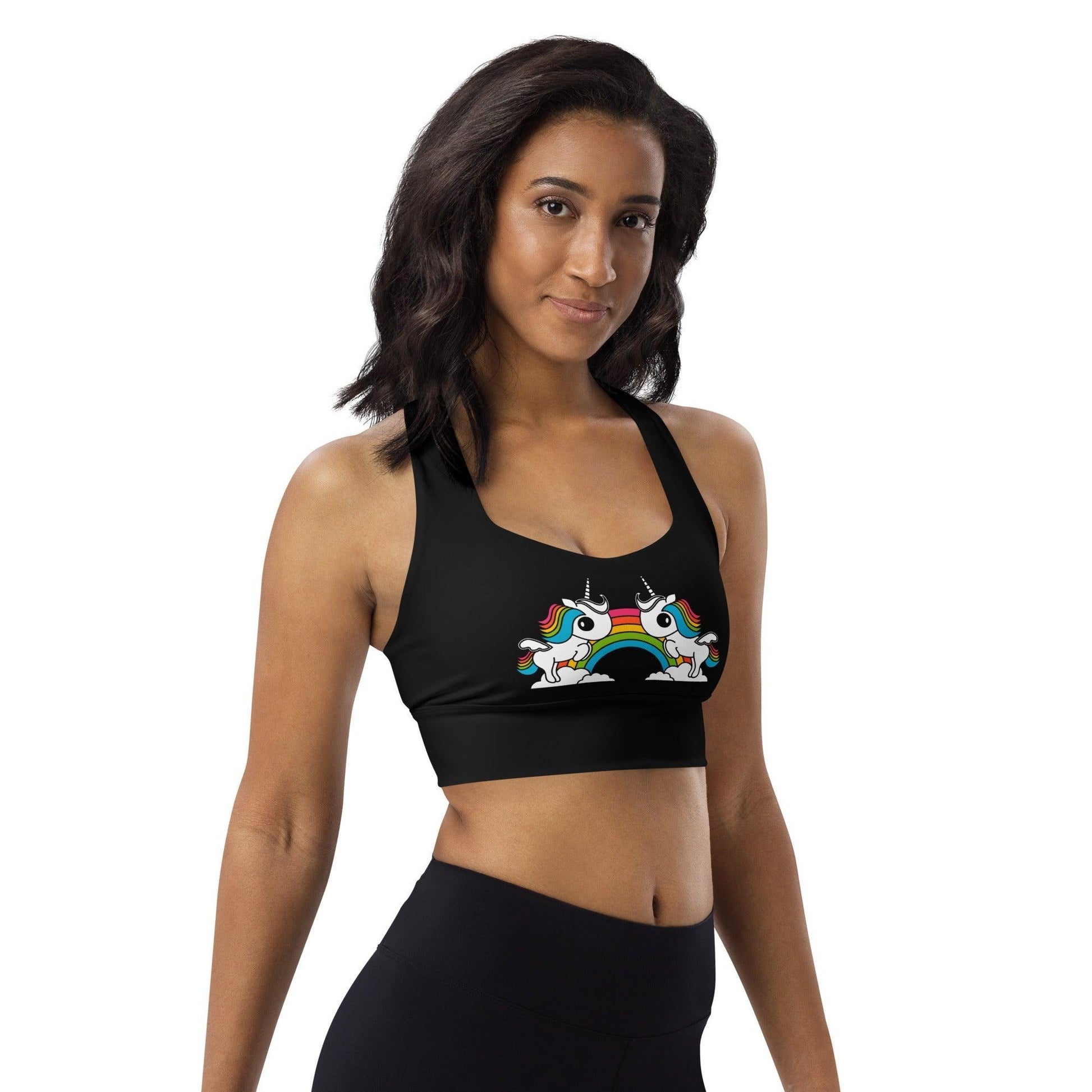 Sports Bra - UNIQUE (just unicorns) black - Unicorns and rainbows