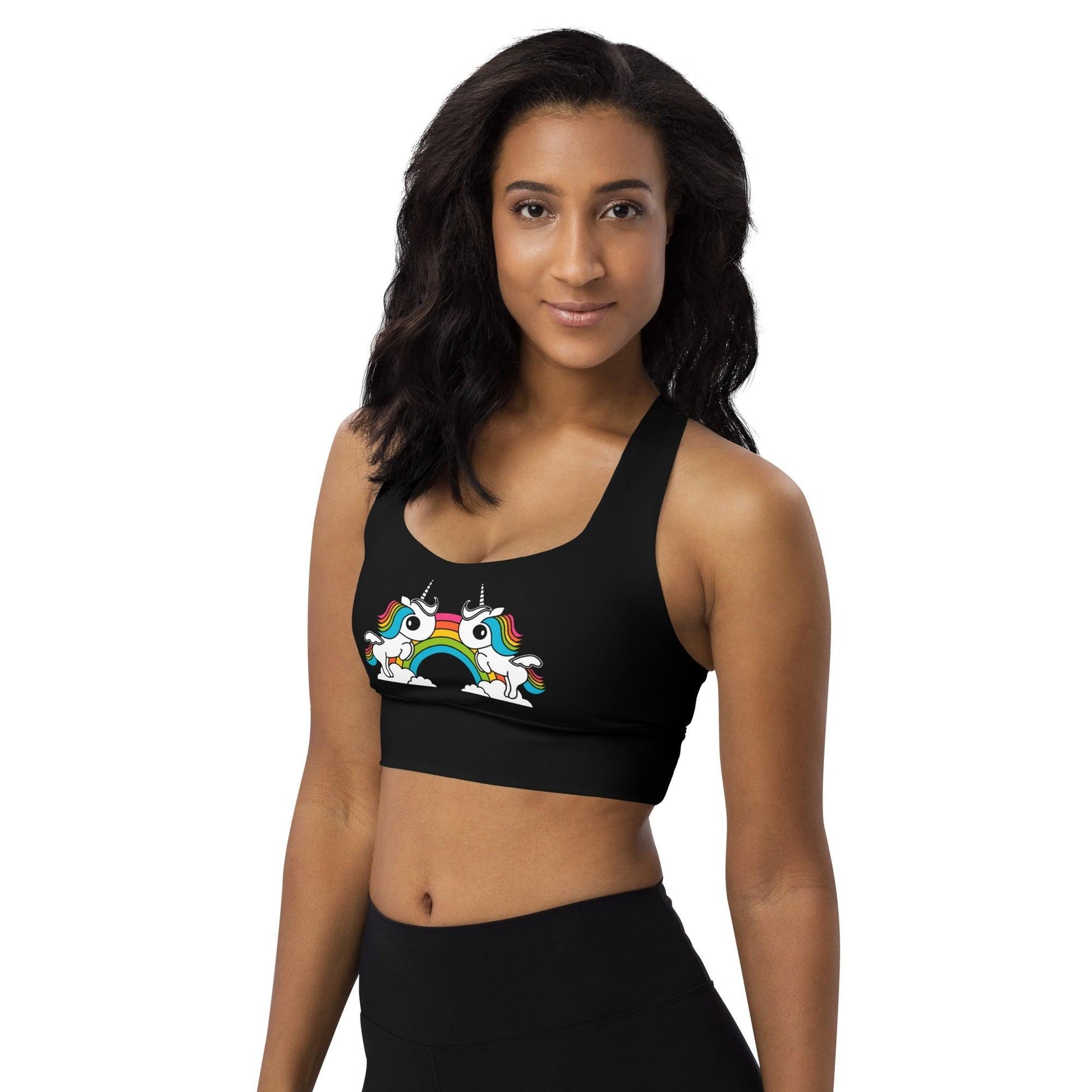 Sports Bra - UNIQUE (just unicorns) black - Unicorns and rainbows