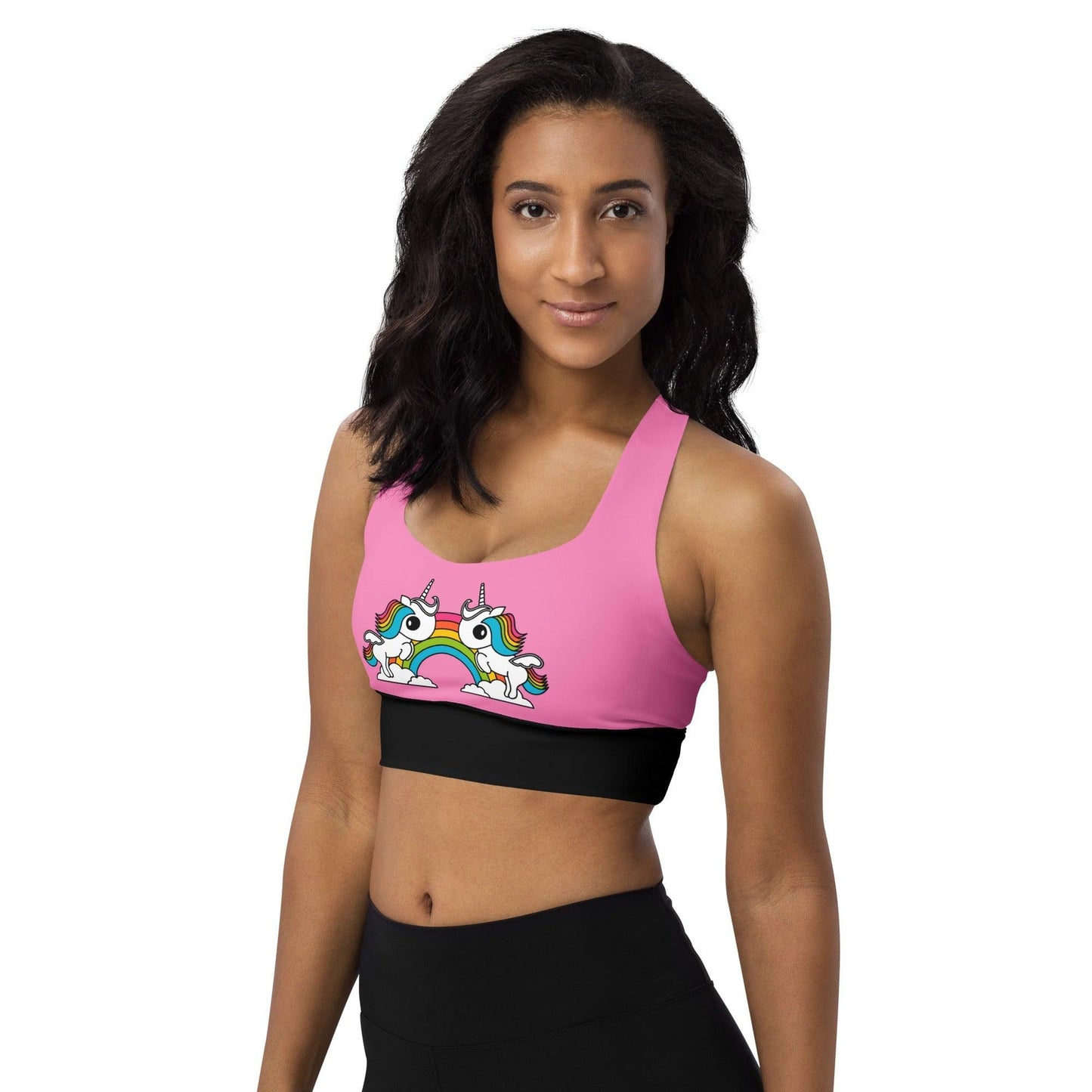 Sports Bra - UNIQUE (just unicorns) pink - Unicorns and rainbows