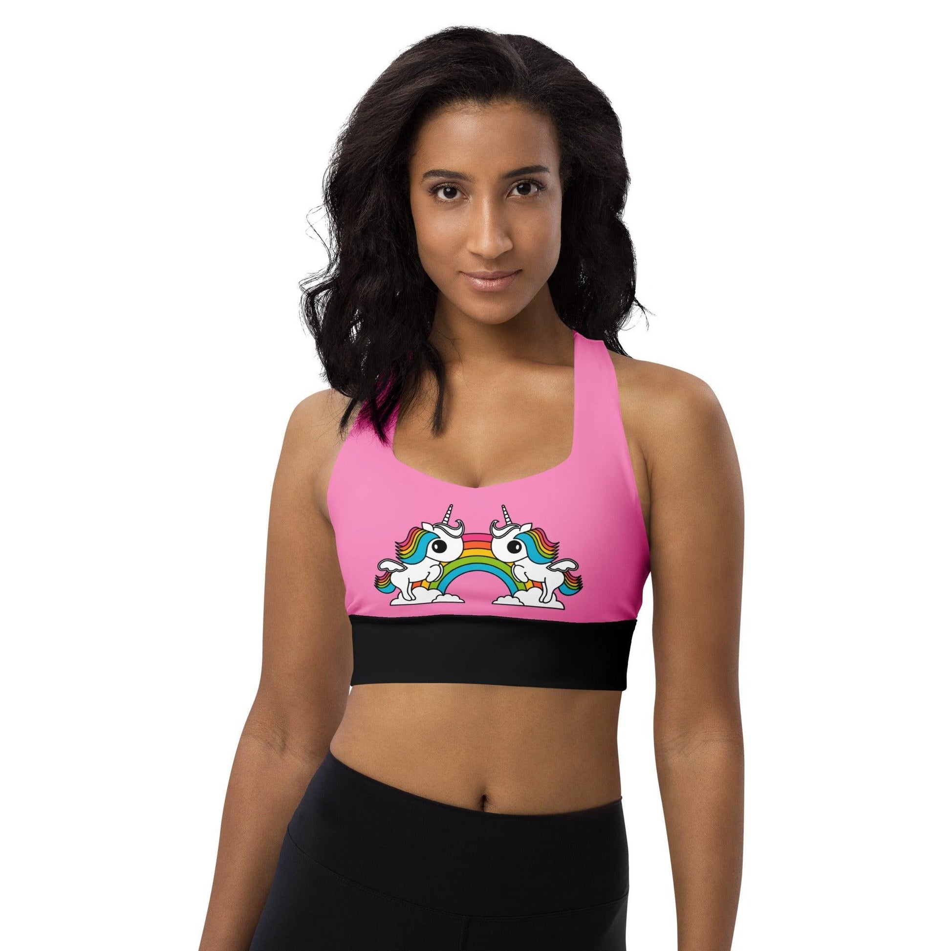Sports Bra - UNIQUE (just unicorns) pink - Unicorns and rainbows