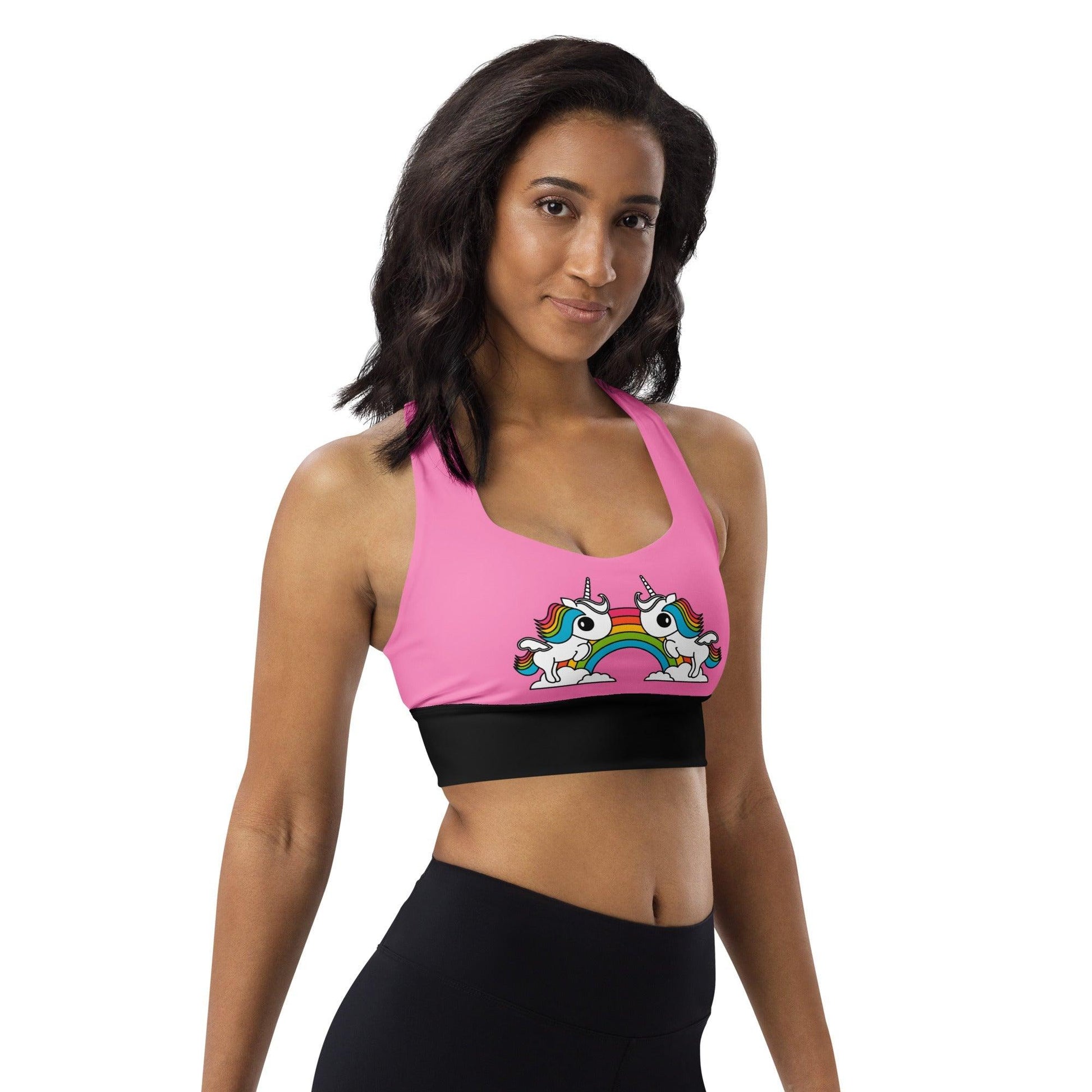 Sports Bra - UNIQUE (just unicorns) pink - Unicorns and rainbows