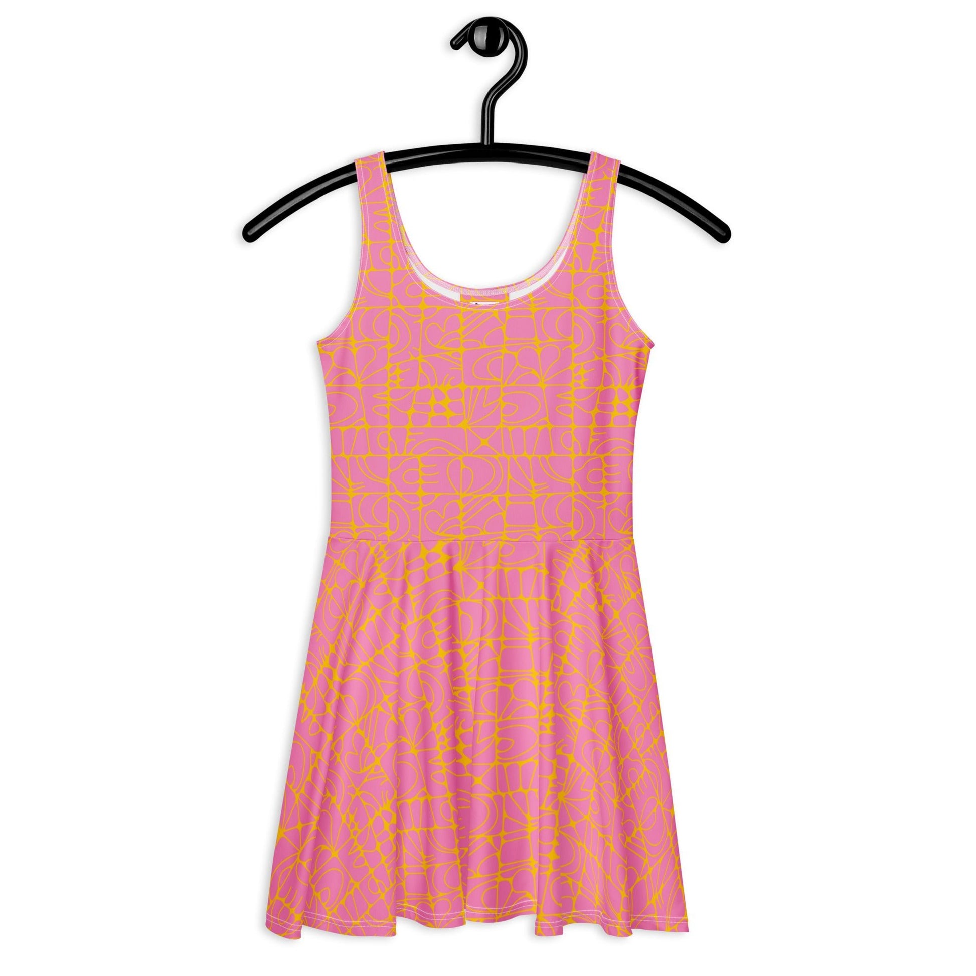 Skater dress - STONE SPIRIT pink yellow - Graphic stone shapes print 3XL