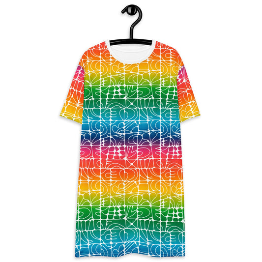 T-Shirt Dress - STONE SPIRIT rainbow white