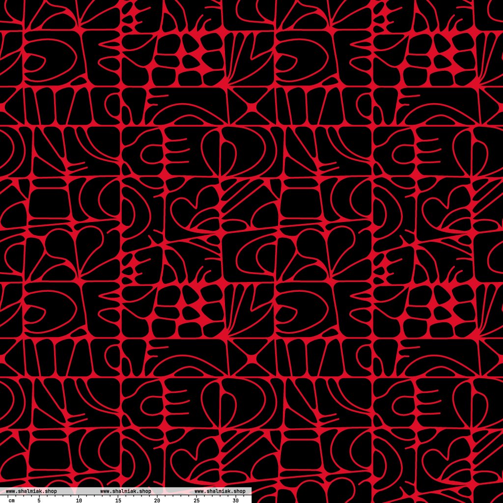 Fabric - STONE SPIRIT black red